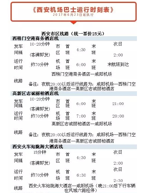 西安机场巴士部分路线将调整,最新线路图!
